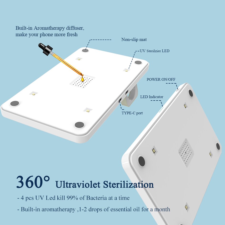 Aankomen Uv Telefoon Sterilisator 3 In 1 Draadloze Oplader Multi Functie Sterilisator Mobiele Telefoon Uv Sanitizer Doos Desinfectie