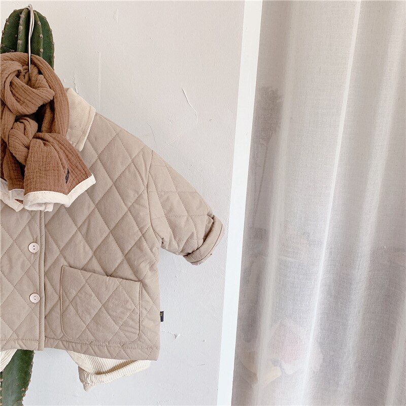 Vêtements pour enfants automne et hiver garçons et filles vestes manteau cardigan neutre bébé fille coton léger vêtements grille veste