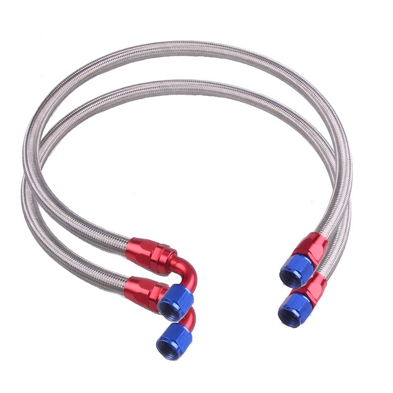 2Pcs 1m 10AN Stainless Steel Braided Engine Oil Fuel Line Hose Fitting End Adapter Auto Parts