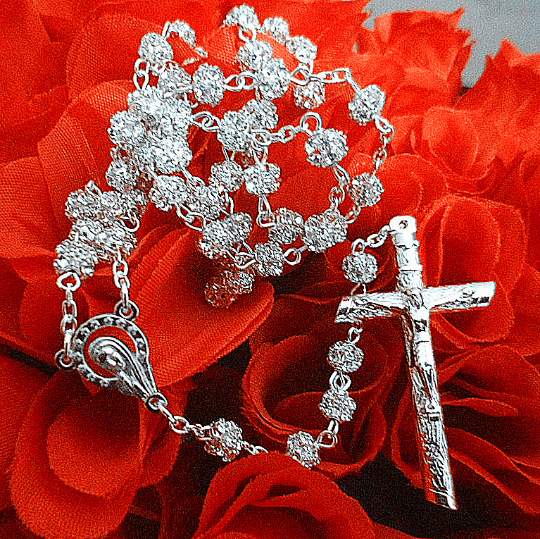 collier de perles de chapelet/chapelet catholique/chapelet de verre/chapelet strass offre spéciale