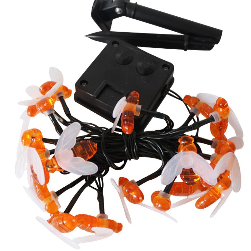 Waterproof Outdoor Cute Honey Bee LED Fairy String Lights Solar bee light Christmas Garland Lights for Garden Fence Patio