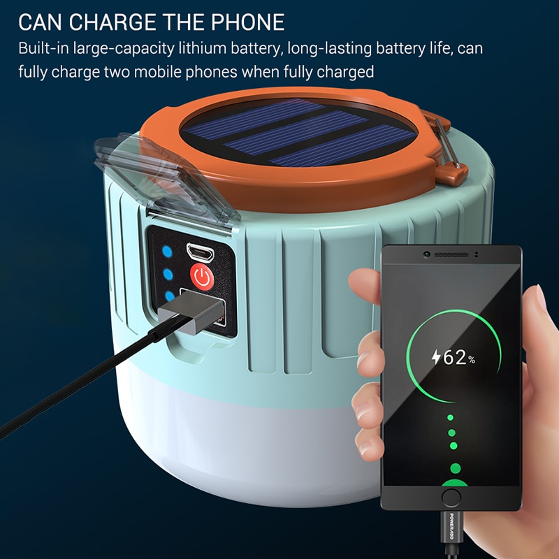 Lámpara LED Solar para acampar al aire libre, lámpara LED para tienda de campaña, foco portátil de 280W 190W, luz nocturna de emergencia superbrillante para mercado de barbacoa, senderismo