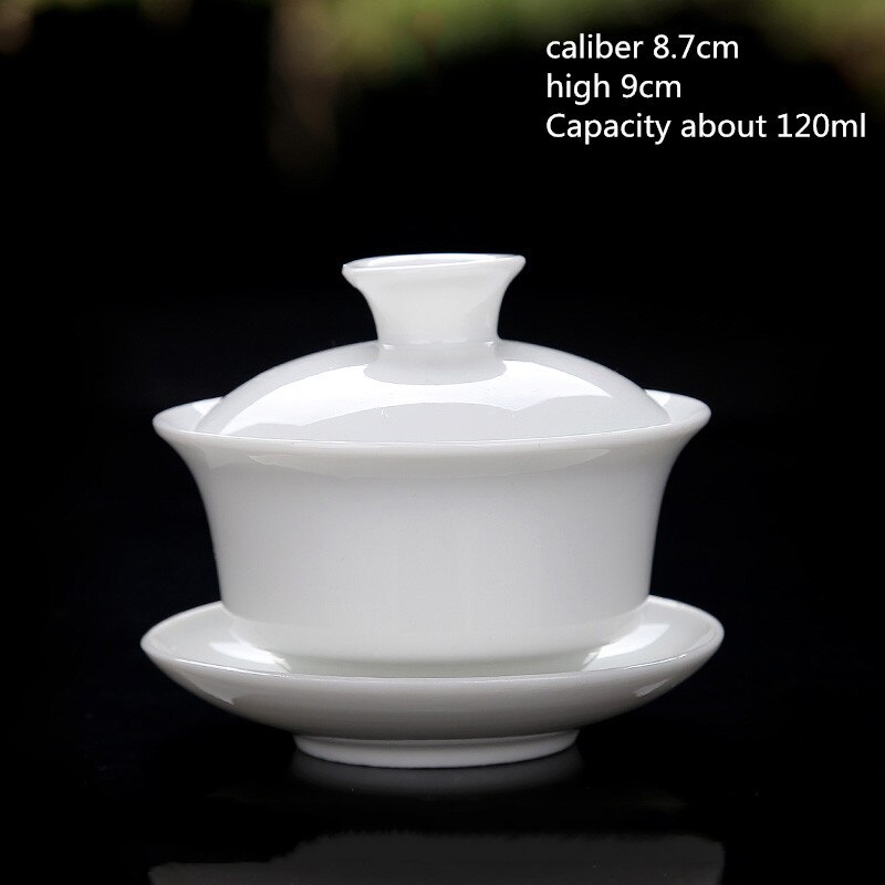 Kinesisk hvid porcelæn dæksel skål tekop te sæt tekop tekop te bærbar tesæt husholdnings drikkevarer redskaber wshyufei: 120ml