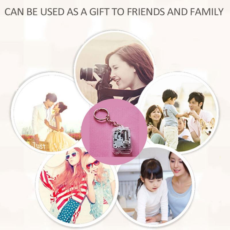 1PC Mini Music Box KeyChain Multi-function Square Collectible Acrylic Music Box Crafts Movement Birthday