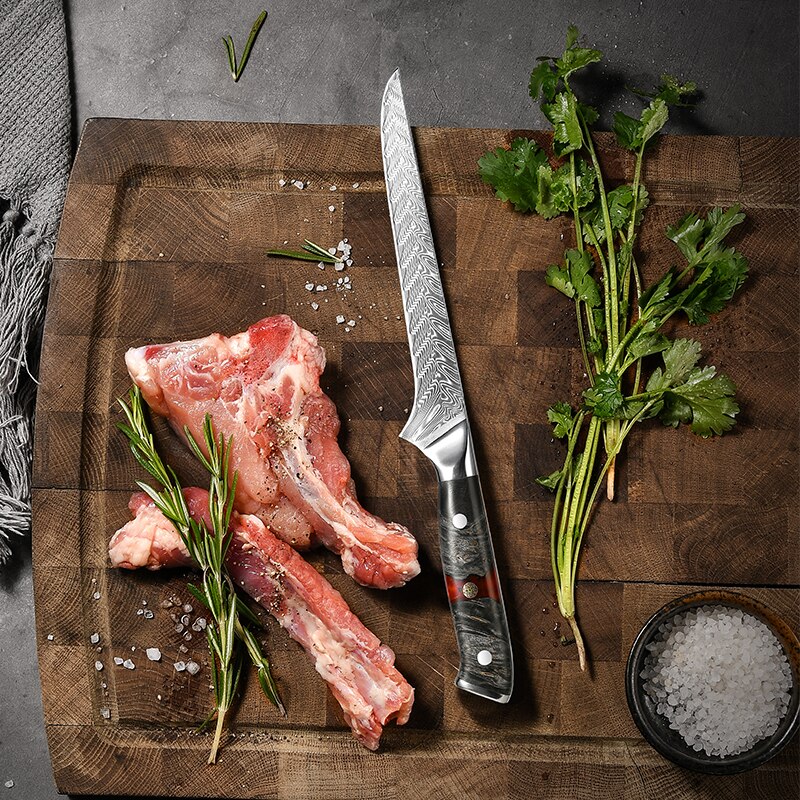 Japanese Kitchen Knife Set Real Damascus Chef Knifes Utility Boning Knives Meat Slicer Fruit Cutter Cooking Tools Grandsharp: Boning Knife