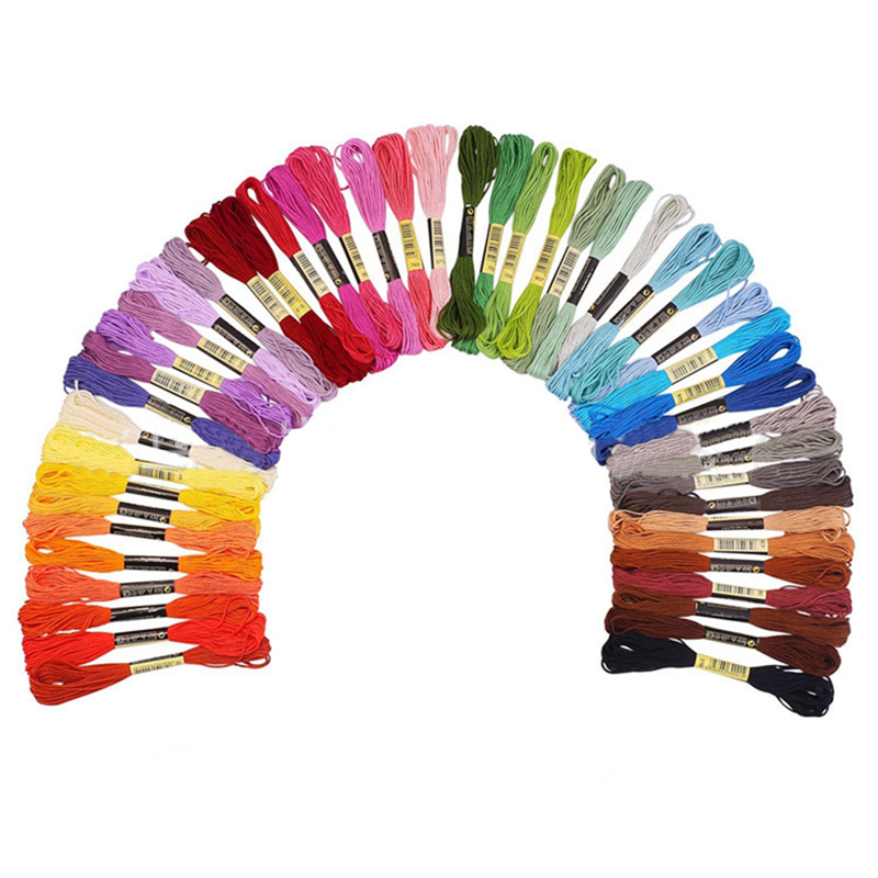 50 pcs Random Color embroidery DIY Silk Line Branch Threads Similar Dmc Thread Floss Skein Cross Stitch Thread