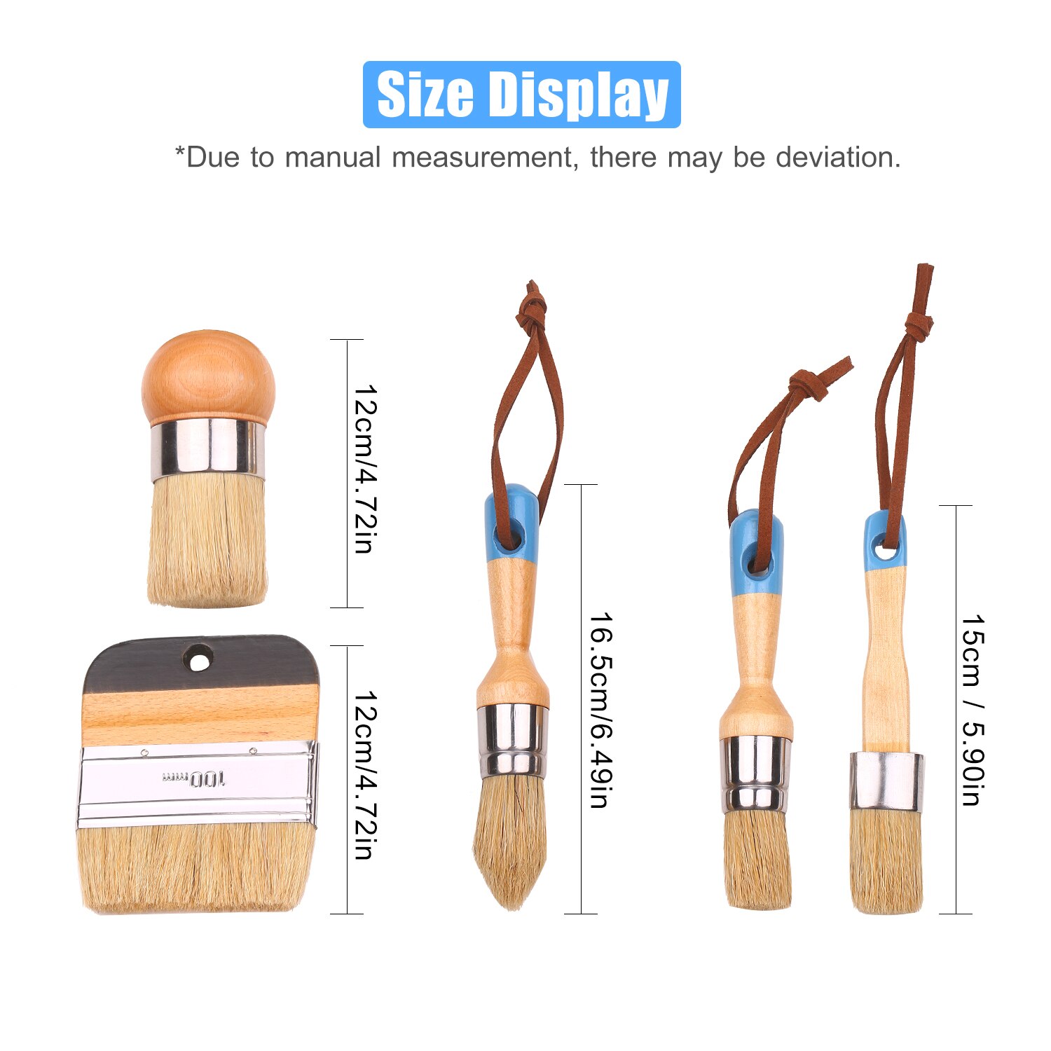 5pcs Paint Brushes Set Household Paint Brushes Includes Round/Pointed/Flat Brush with Ergonomic Handle Painting and Waxing Tool