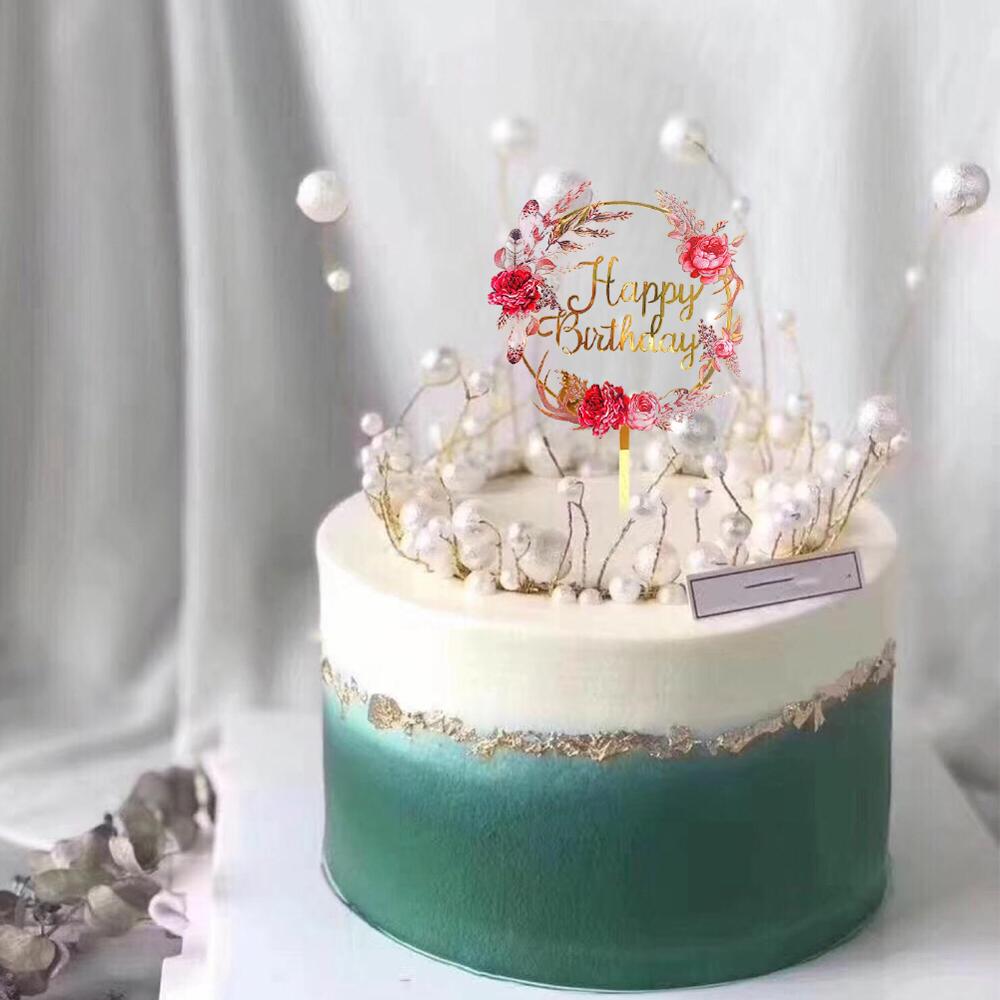Acryl Gelukkige Verjaardag Cake Topper Resuable Hart Letters Guirlande Anniversary Topper Cupcake Dessert Decor Feestartikelen