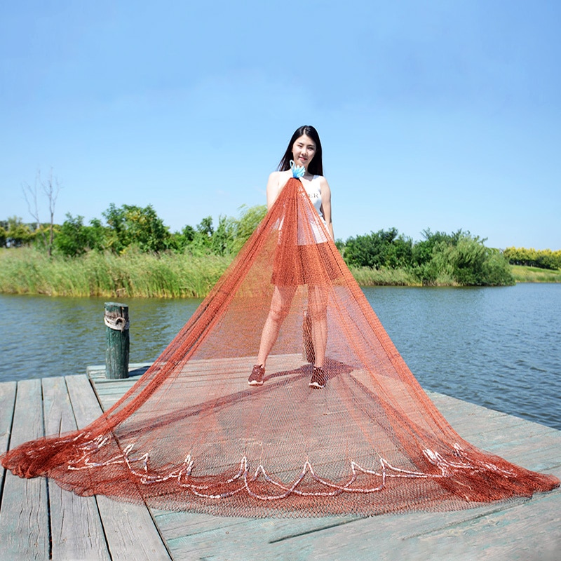 Lawaia Traditional Cast Net Hand Throw Fishing Trap Net Strong Tire Line Manually Spread Fish Nets Automatic Casting Landing Net