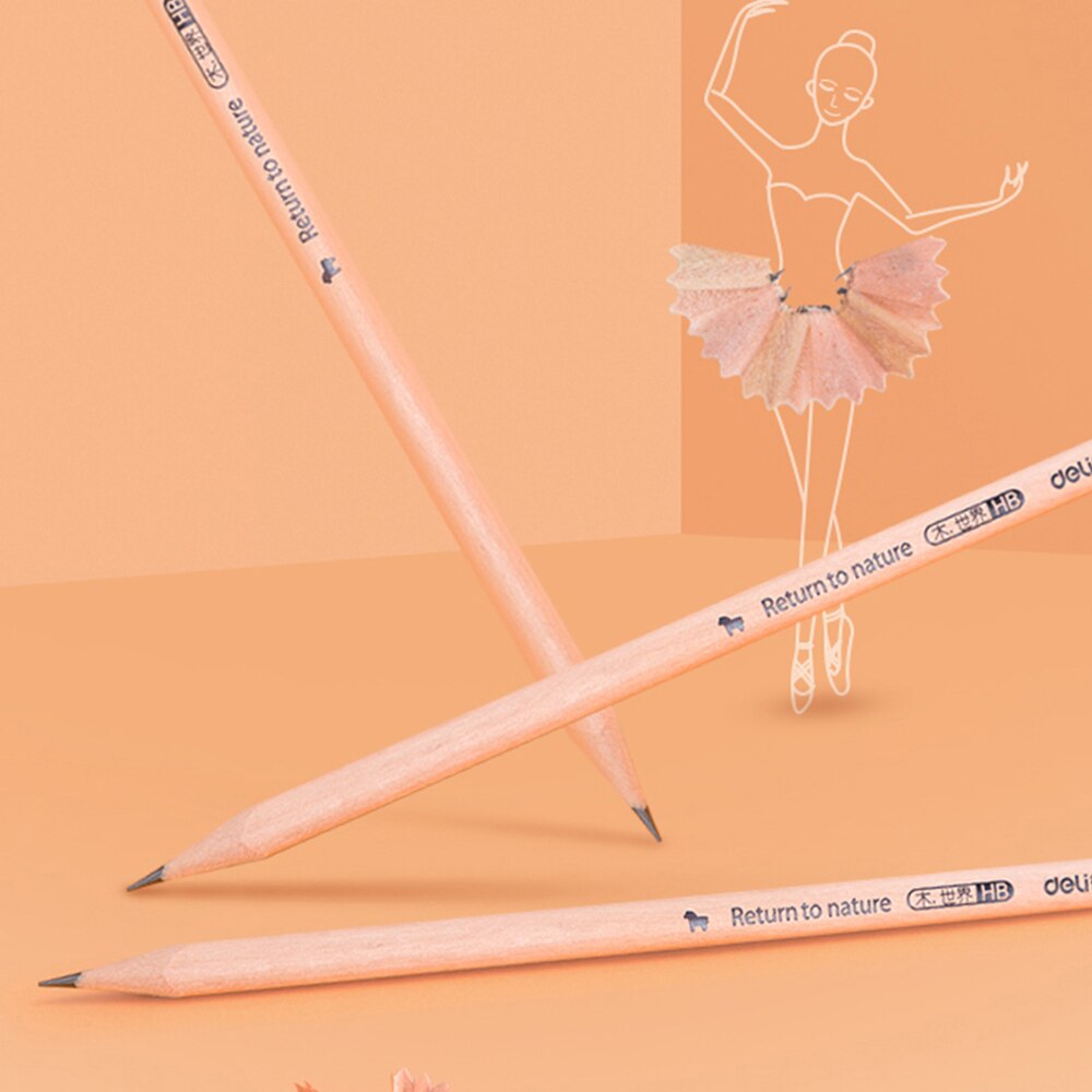 Deli Pencil Student Writing Exam Drawing Sketch Special Pencil Safety Log 2B/HB Wooden Triangle/Hexagon Rod Student Stationery