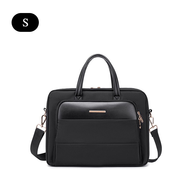 Capacity Briefcase Travel 13 14 15.6in Laptop Document Organizer Shoulder Bag Business Ipad Phone Notebook Storage Handbag X133C: Black S