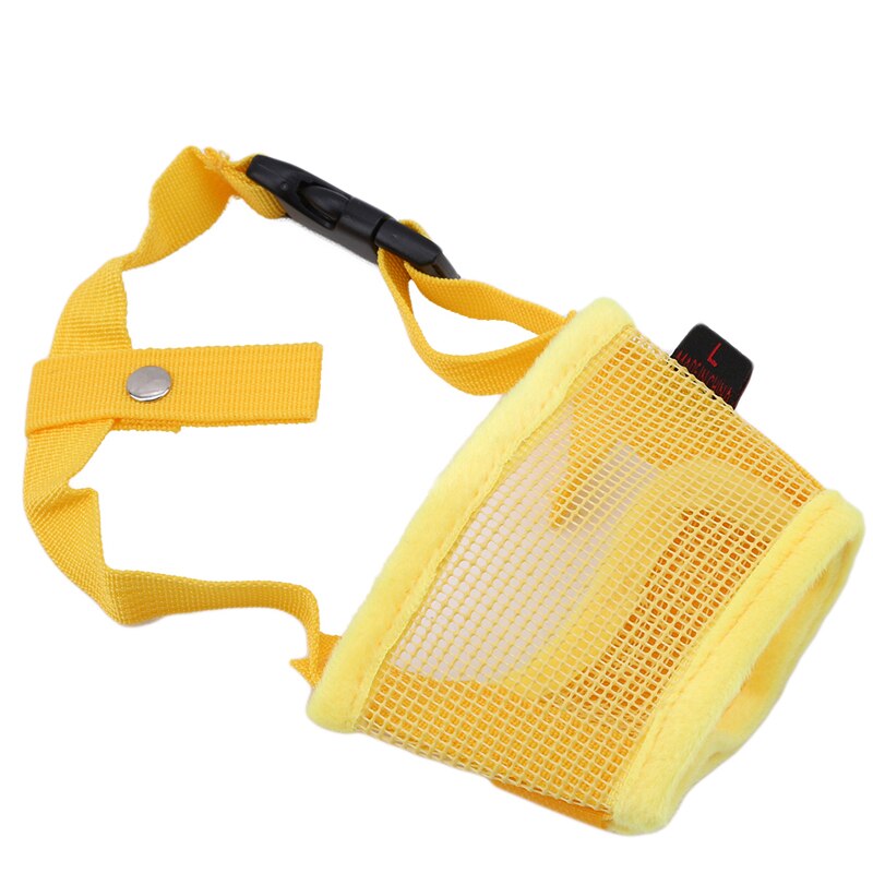 Pet Dog Adjustable Anti Bite Muzzle Mask Dogs Anti Barking Mesh Mouth Snouts Grooming: yellow L