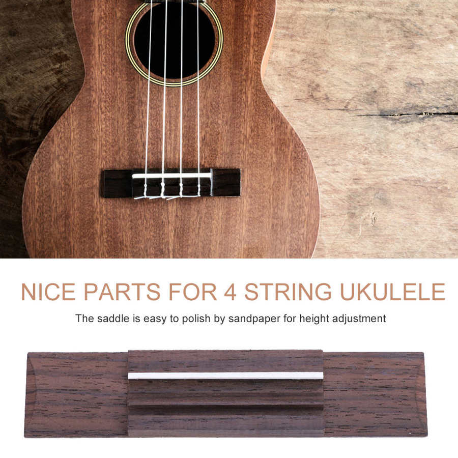 Ukulele Guitar Saddle Bridge 4 String Rosewood Acrylic Saddle for Ukulele Replacement Part
