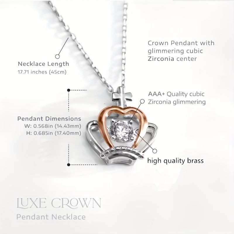 Fashionable Zircon Crown Pendant Necklace Meaningful Message Card Box Decoration Birthday for Granddaughter
