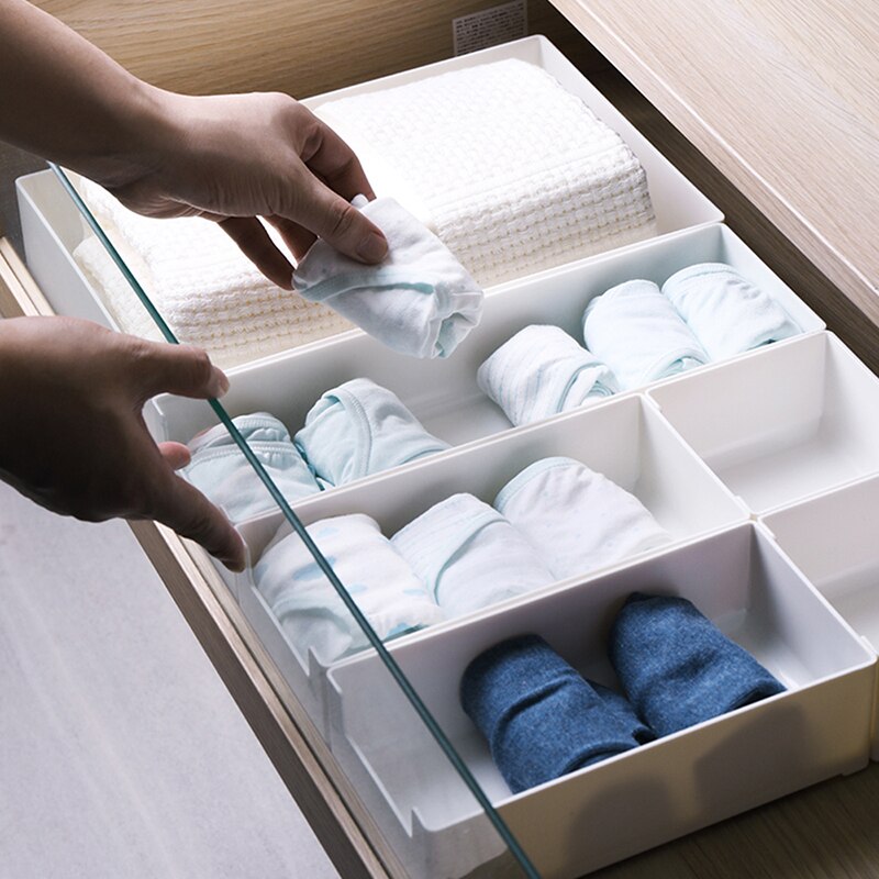 Adjustable Drawer Style Organizer Plastic Closet Drawer Divider Tray Makeup Organizer Sundries Container Cutlery Storage Box
