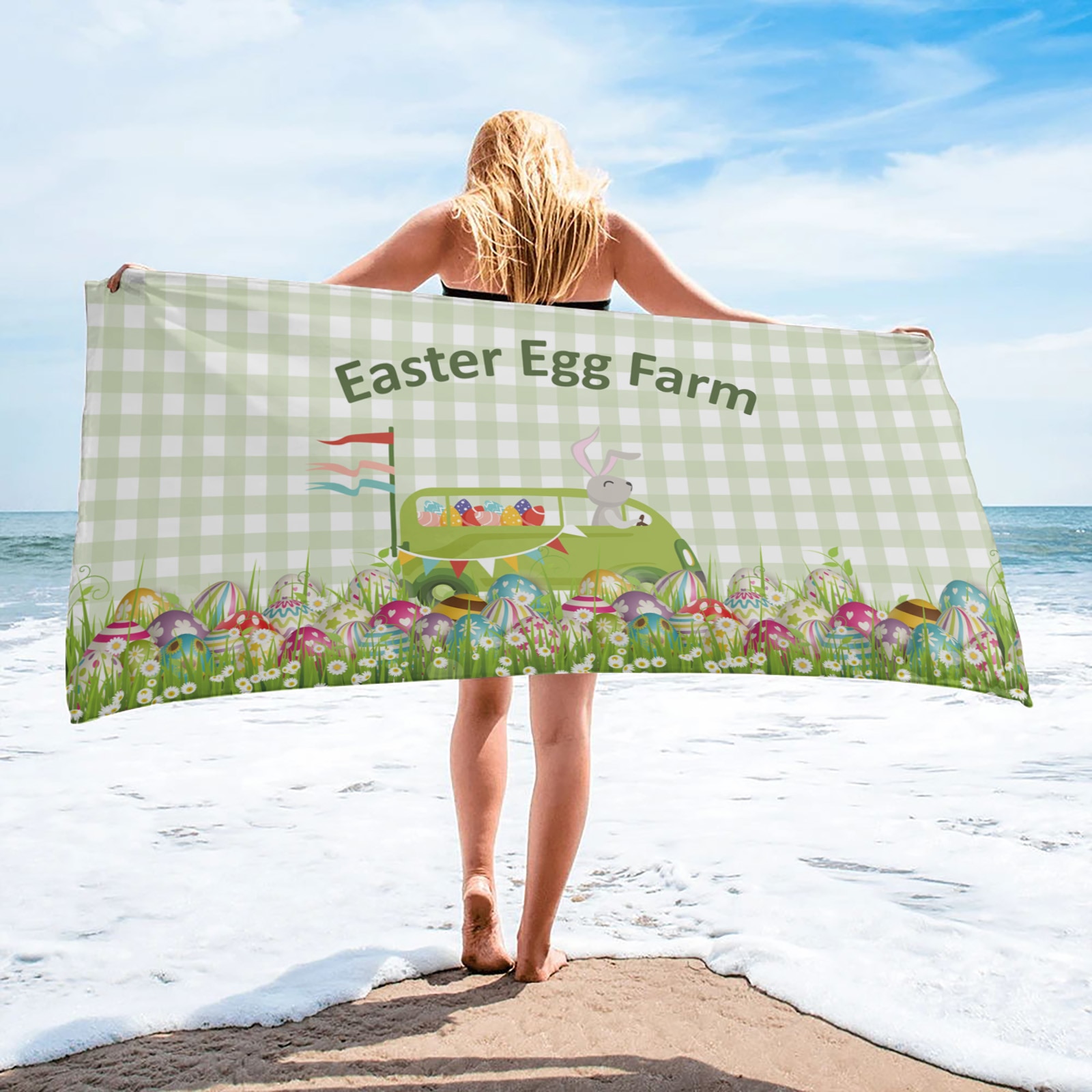 Pasen Weide Bus Bunny Eieren Badhanddoek Badkamer Accessoires Microfiber Strand Handdoeken Sneldrogende Badhanddoeken Voor Volwassenen