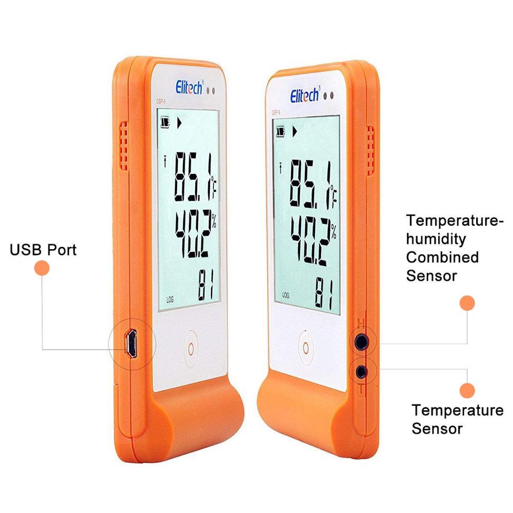 Elitech RC-5 USB Temperature Data Logger Recorder GSP-6 Temperature Humidity Data Logger 2 Temperature Sensor Probes