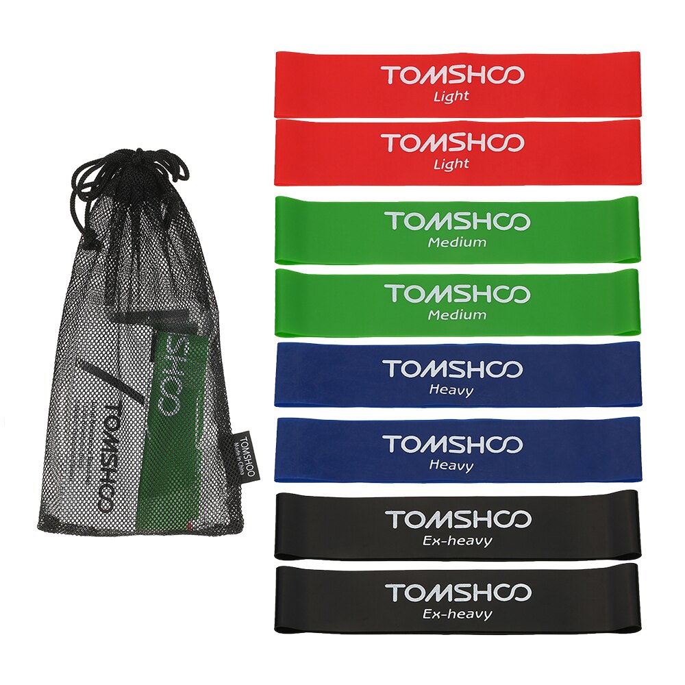 TOMSHOO Set of 4 Exercise Resistance Loop Bands Latex Gym Strength Training Loops Bands Workout Bands Physical Therapy