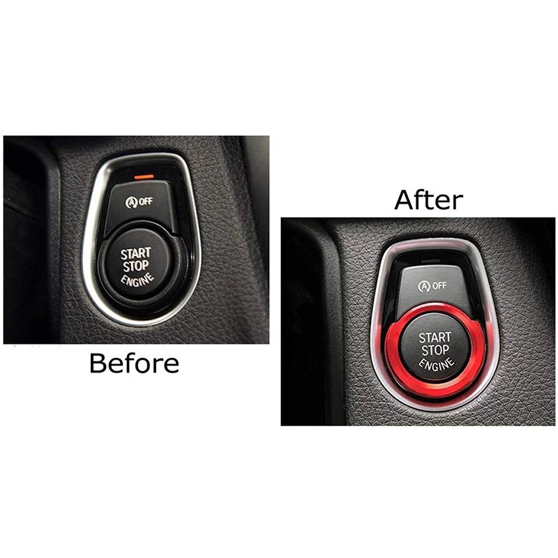 Red Aluminum Keyless Engine Push Start Button Decoration Ring Trim for BMW 2 3 4 Series X1 (F22 F30 F32 F34 F48)