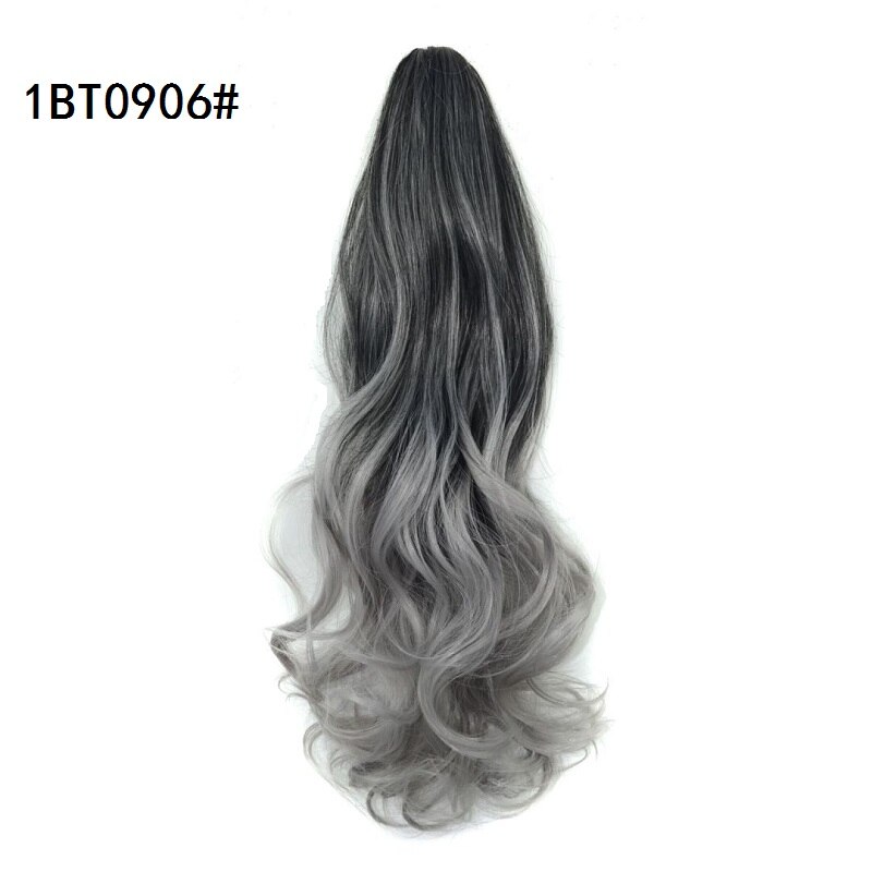 WIGSIN-extensiones de cabello rizado sintético para mujer, extensiones de cabello con Clip de cola de caballo, color negro, rojo y azul, 20 pulgadas de largo: 1BT0906