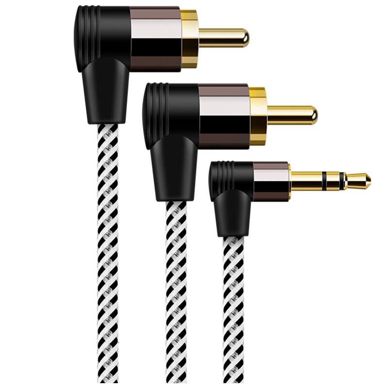 90 grad Rechtwinklig 3,5 MM zu RCA Stereo Audio Y Splitter Cbale 2RCA Stecker auf 3,5 MM Männlich Jack RCA AUX Kabel für DJ Verstärker