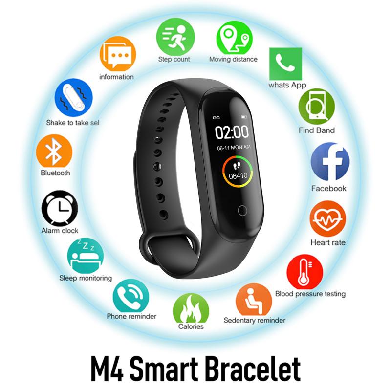 Bluetooth 4.0 Running Stappenteller M4 Fitness Horloge Plus Bloeddrukmeter Hartslag Tracker Smart Armband Stappenteller