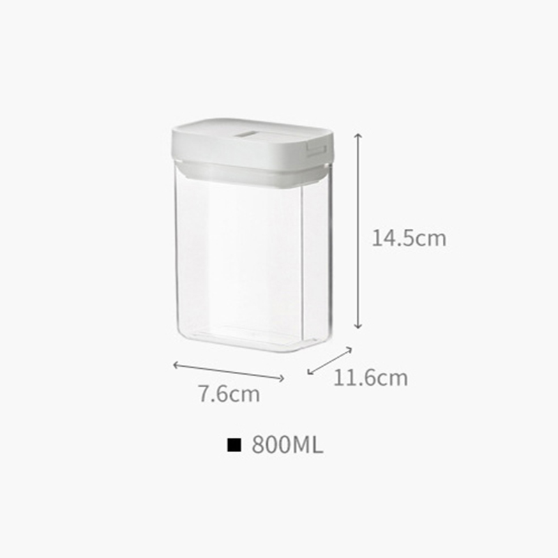 500/800/1300/1800ml Food Preservation Storage Box Plastic Airtight Jar Kitchen Transparent Whole Grain Milk Powder Storage Box: 800ml