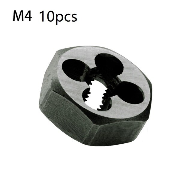 10pcs Hexagonal Round Die High Speed Steel Teeth Threading/Hex M3-M10 Replacement Tool Part: M4