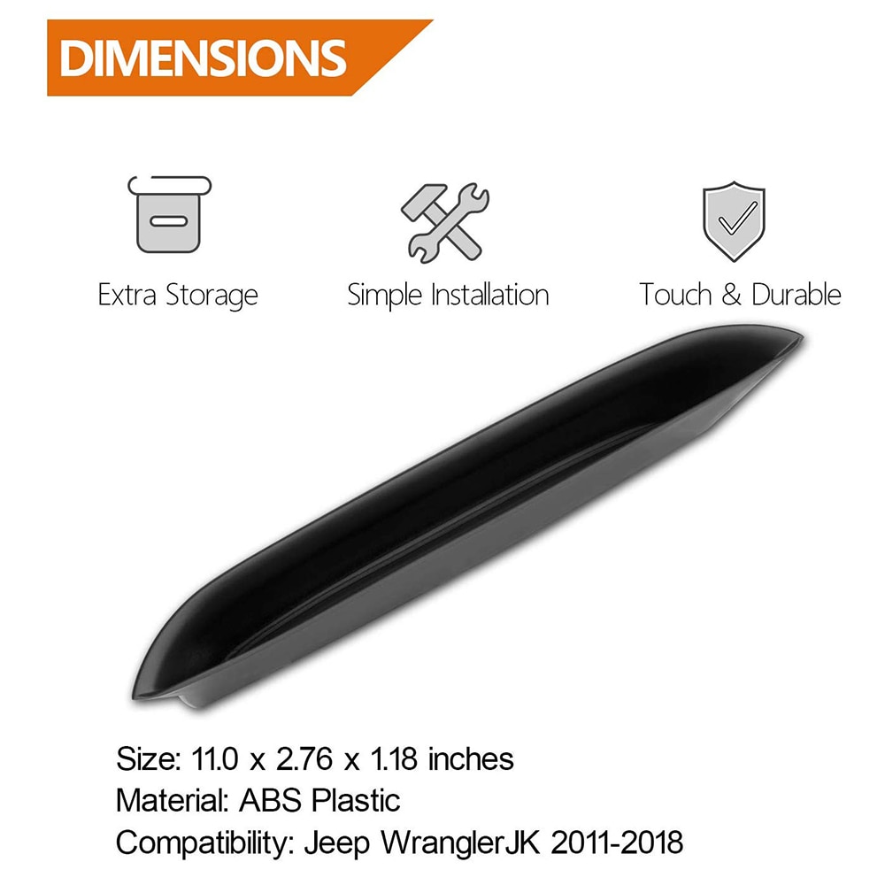 Bildør biltilbehør arrangørhåndtak grep oppbevaringsbrettboks + sklisikker matt til jeep krangel jk passasjer
