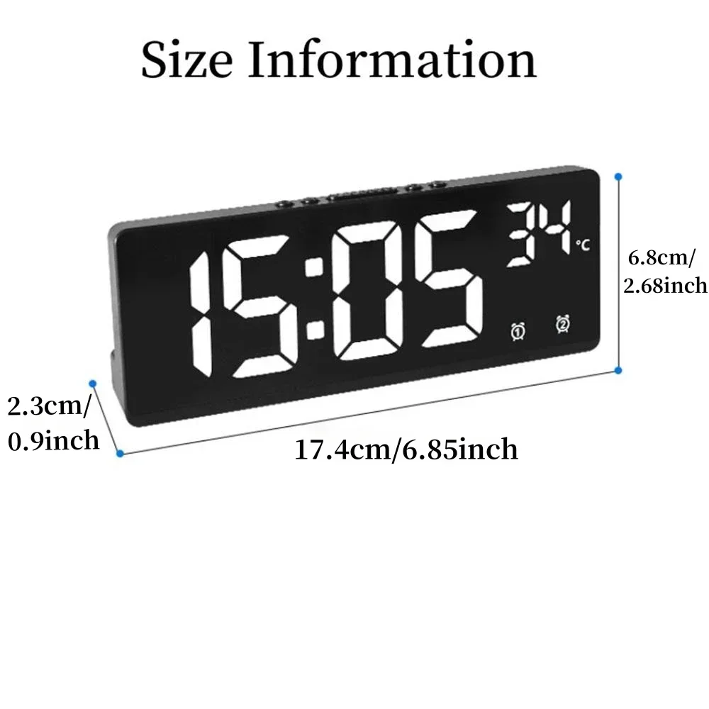 Reloj despertador LED inteligente activado por voz con alarmas duales, modo nocturno y pantalla de temperatura para dormitorio o escritorio