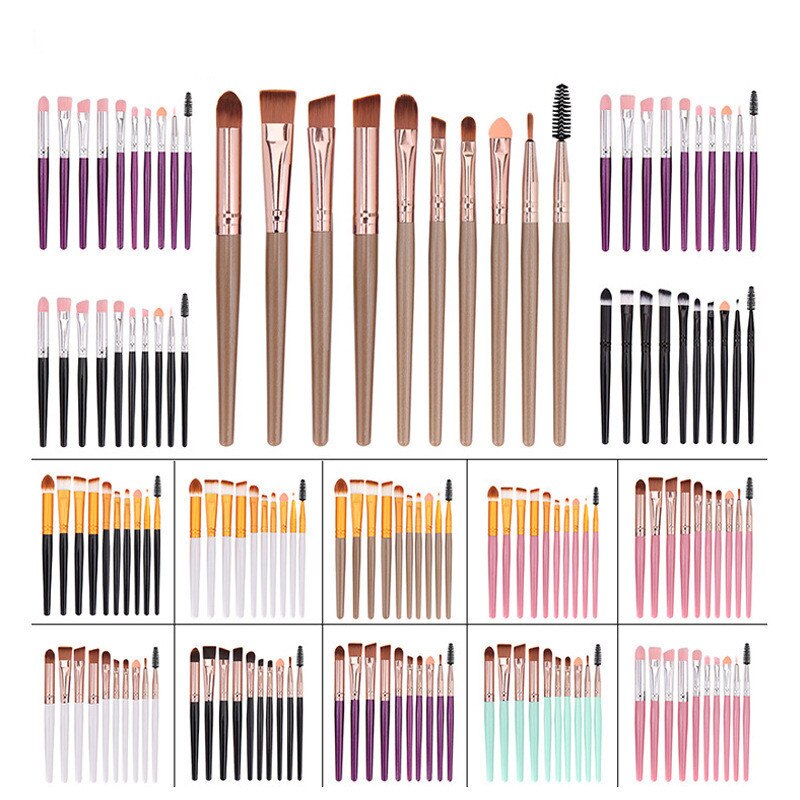 10 pièces maquillage des yeux fard à paupières cils pinceaux ensemble multifonctionnel correcteur réparation capacité fondation beauté brosse outils