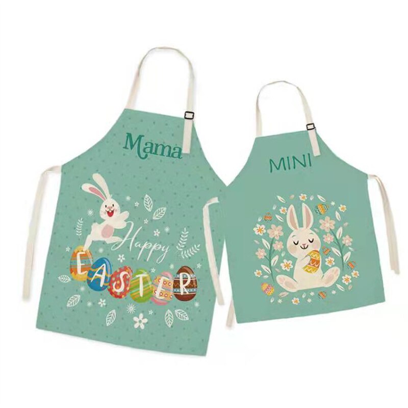 2022 Easter Family Matching Aprons Spring Floral Mom and Me Girl Lady Household for Kitchen Waterproof Baking: style 7