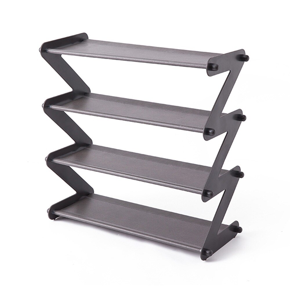 DIY Assembly 6 Layers Stackable Shoe Organizer Shoe Shelf Shoe Rack Stand Space Saving Shoe Hanger Shoe Box Cabinet: dark grey 48x46cm