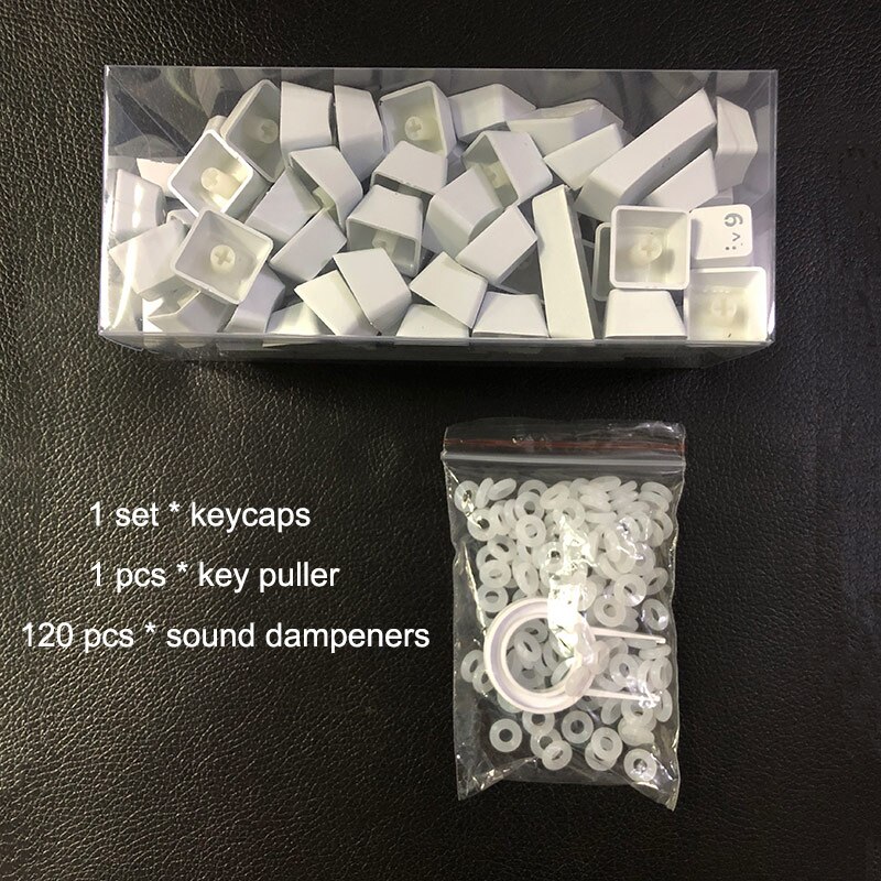 Russian Keycaps for Mechanical Keyboard Compatible with MX Switches DIY Replacement Transparent Support Led Lighting Keycaps: White withRing(Case