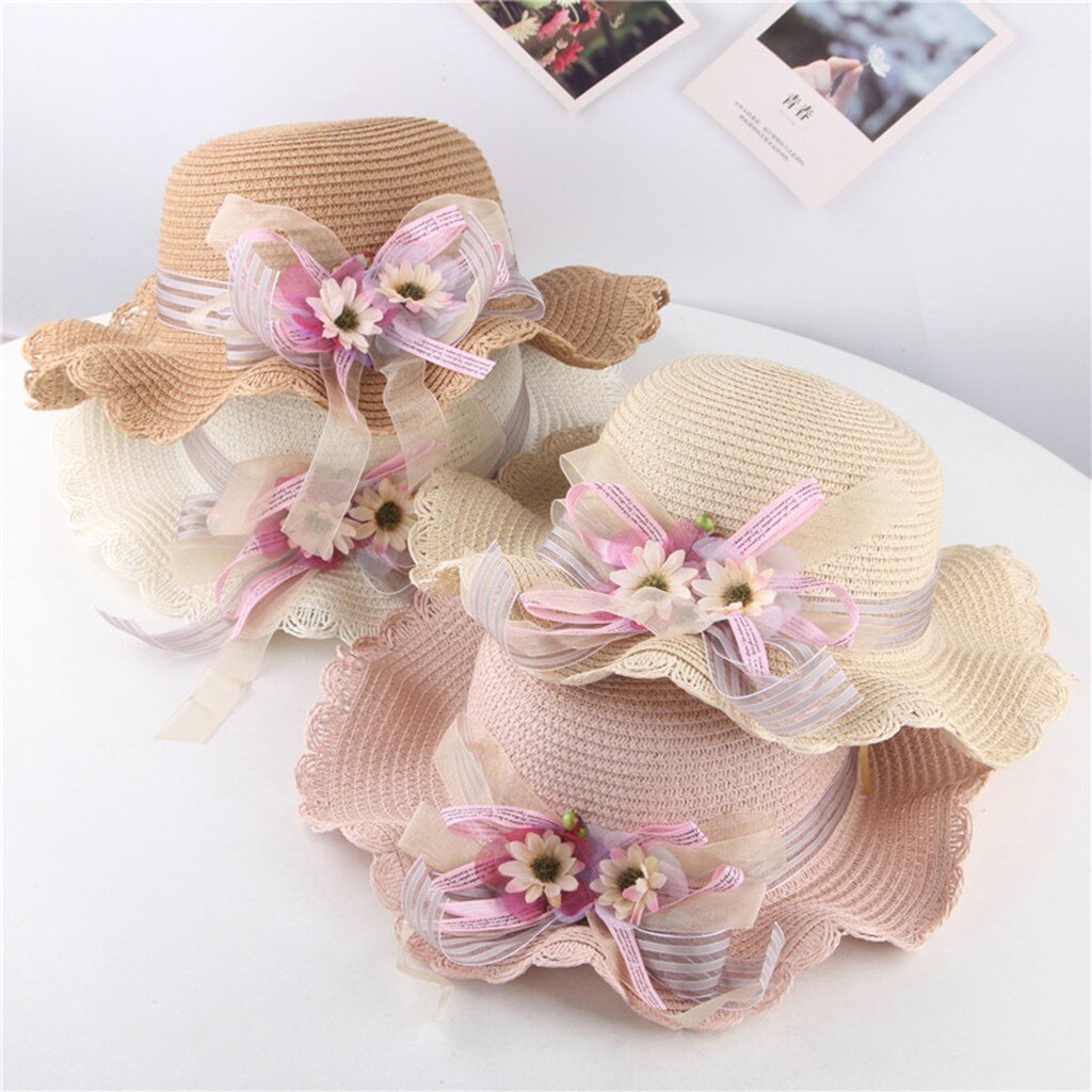 Sombrero del bebé Sombrero de Sol de verano, bebés, niños, flores de transpirable Sombrero de paja Cubo de niños pescador gorra, Sombrero Para El Sol