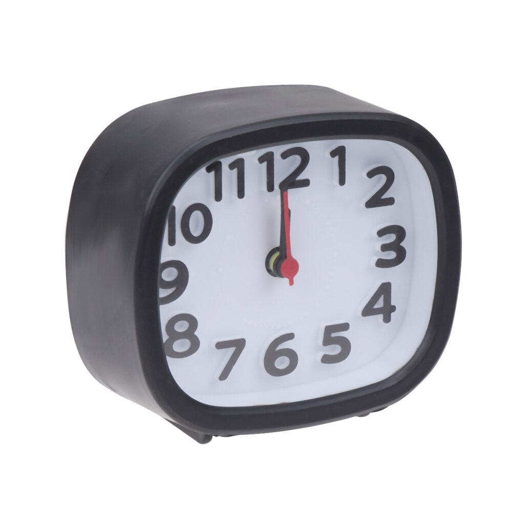 Simple Square Alarm Clock Small Desktop Clock Luminous Hour and Minute Hand Kids Alarm Clock Without Battery (Black)