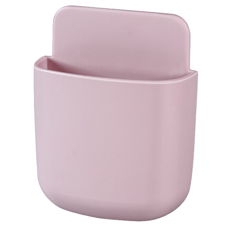 Wall Mounted Storage Box Remote Control Storage Organizer Case For Air Conditioner Mobile Phone Plug Holder Plastic Stand Rack: Pink