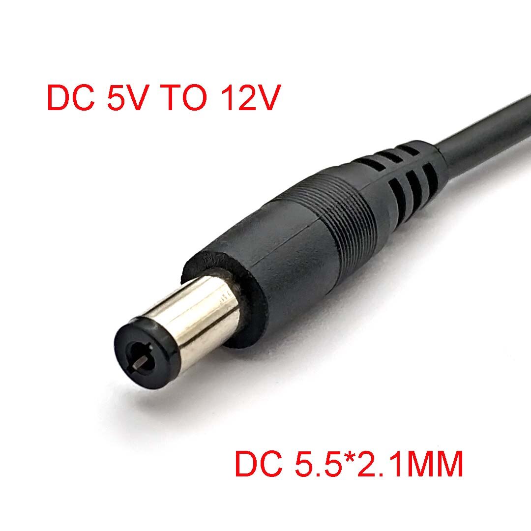 Usb power boost line  dc 5v til  dc 9v/12v step up modul usb converter adapter kabel 2.1 x 5.5mm stik: Dc5.5-2.1 12v