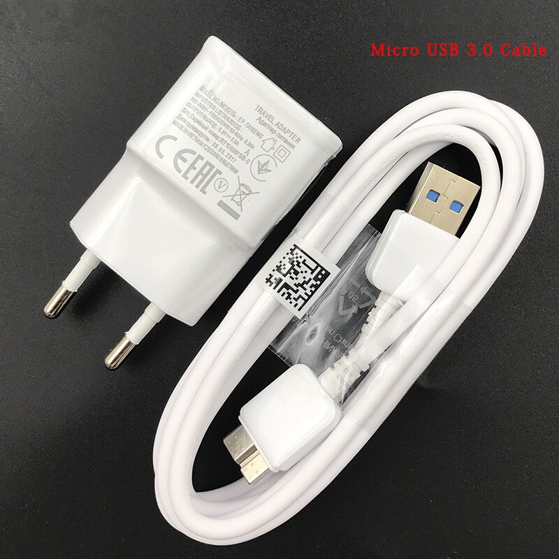 Adaptador de pared con enchufe europeo, Cargador USB y Cable de carga Micro USB 3,0 de 1M para Samsung Galaxy S5 Note 3 G900 N9002 N9008: EU Charger and Cable