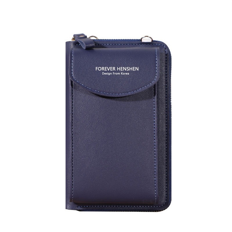 Shoulder Wallet Women Phone Wallet Purse Bag Women&#39;s Handbag Long Wristlet Wallets Clutch Messenger Shoulder Straps Bag: Dark Blue