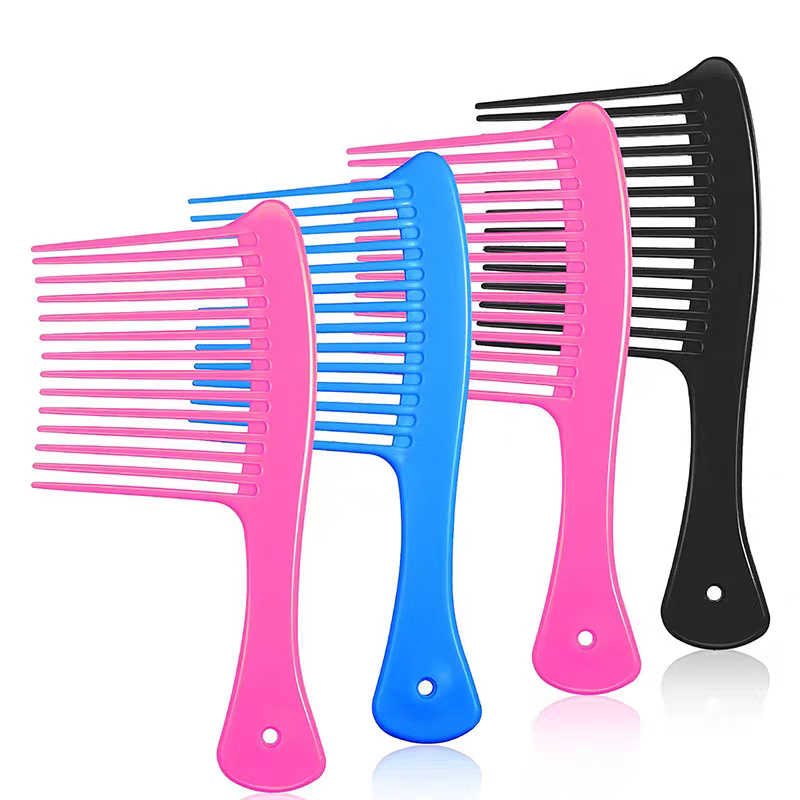 Peine de peluquería liso de dientes anchos, cepillo de pelo rizado largo y húmedo de gran tamaño, herramientas de estilismo para desenredar el cabello, picos anchos y gruesos