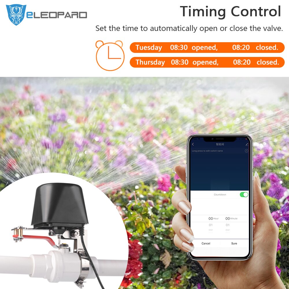 ELEOPARD Zigbee Smart Wireless Control Gas Water Valve Smart Life Zigbee Shut OFF Controller