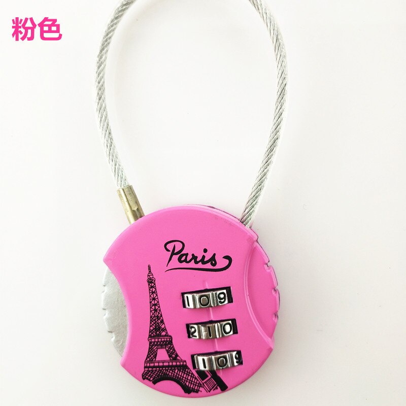 3 Dial Digit Padlock Luggage Travel Lock Portable Metal Weatherproof Password Resettable Gym locker suitcase Safely Code Lock: pink