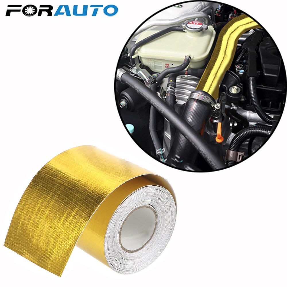 Forauto 5Cm * 5M Hoge Temperatuur Weerstand Gold Intake Buis Aluminiumfolie Tape Isolatie Zelfklevende Tape Auto accessoires