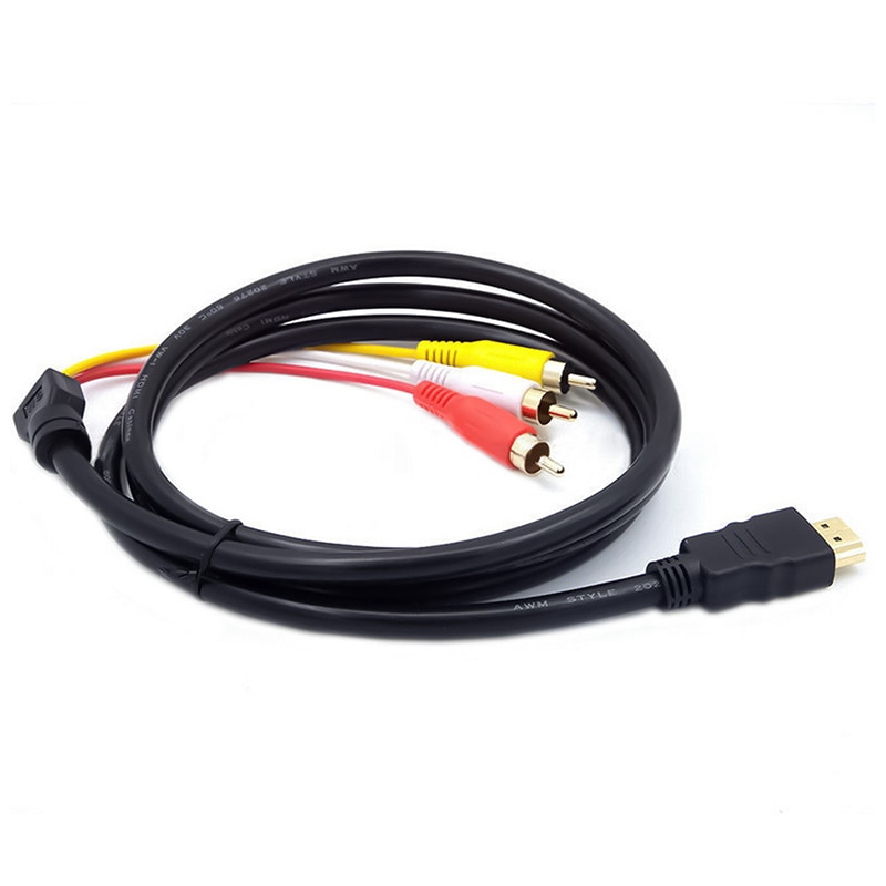 1080p HDMI Male S-Video to 3 RCA AV Audio Cable Black W/SCART To 3 RCA Adapter for DVD Players TV Audio Cables Converter