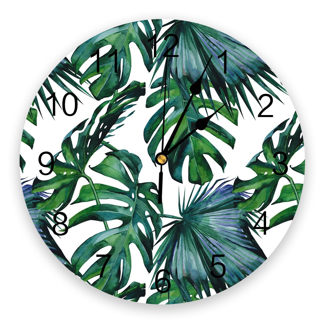 Tropical Palm Leaves Classic Wall Clock Home Decor Bedroom Silent Oclock Watch Wall for Kitchen Living Room Wall Digital Clock