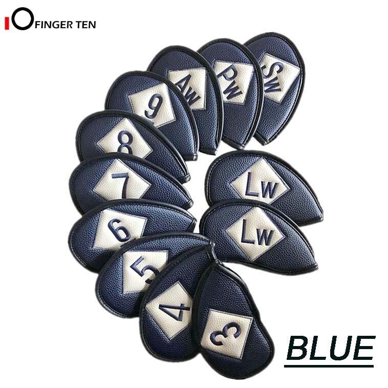 10/11/12 Pcs Double Sided Universal Leather Golf Club Head Covers Irons Fit Main Iron Clubs Both Left and Right Handed Golfer: 12 Pcs Blue-Pu