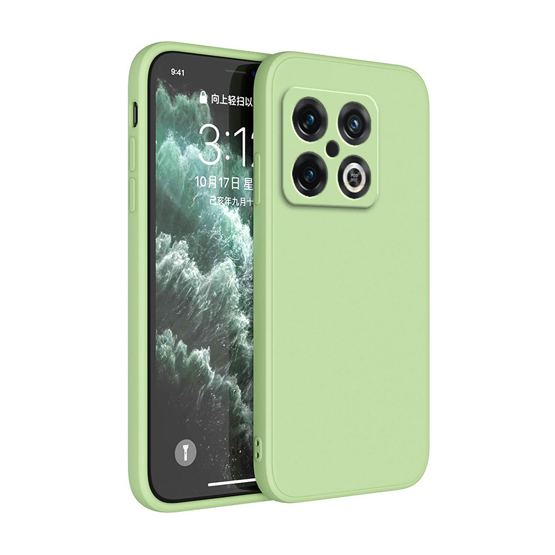 Coque de téléphone antichoc de luxe pour Oneplus 10 Pro 10T 10R 10Pro 5G, coque arrière souple originale en Silicone liquide carré Simple: nylon / green
