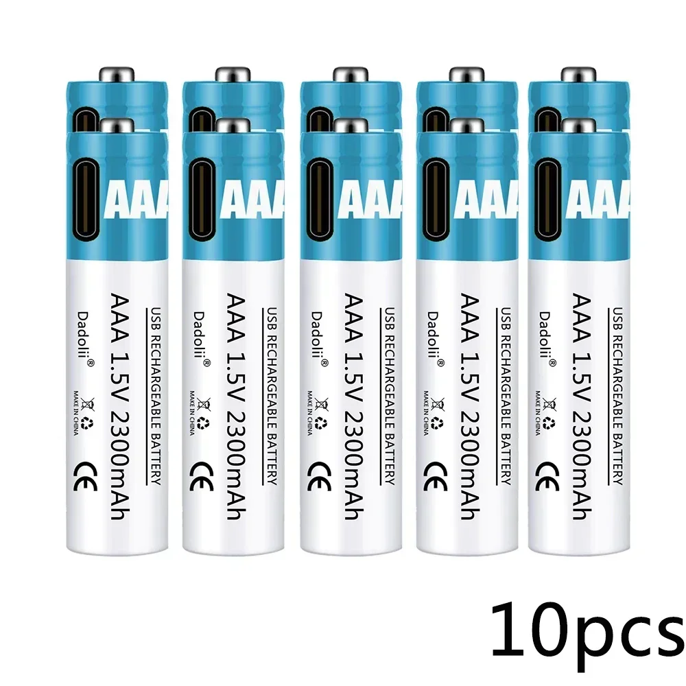 1.5v laddningsbara aaa-batterier, 2300 mah laddningsbart aaa-batteri, litiumpolymerbatteri, snabbladdning med usb-c-kabel: Gul