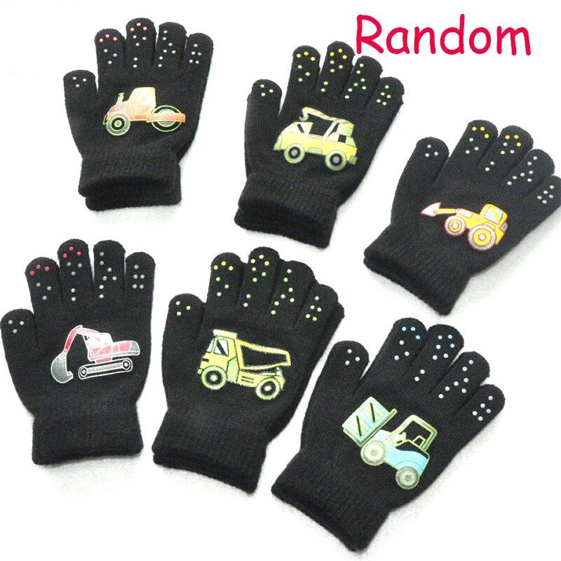 1 paire PVC anti-dérapant tricot gants enfants extérieur Camouflage Robot pelle dinosaure imprimer hiver mitaines Sport gants enfant: 17